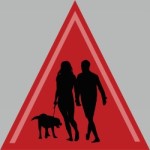Graphic of casual hikers with dog